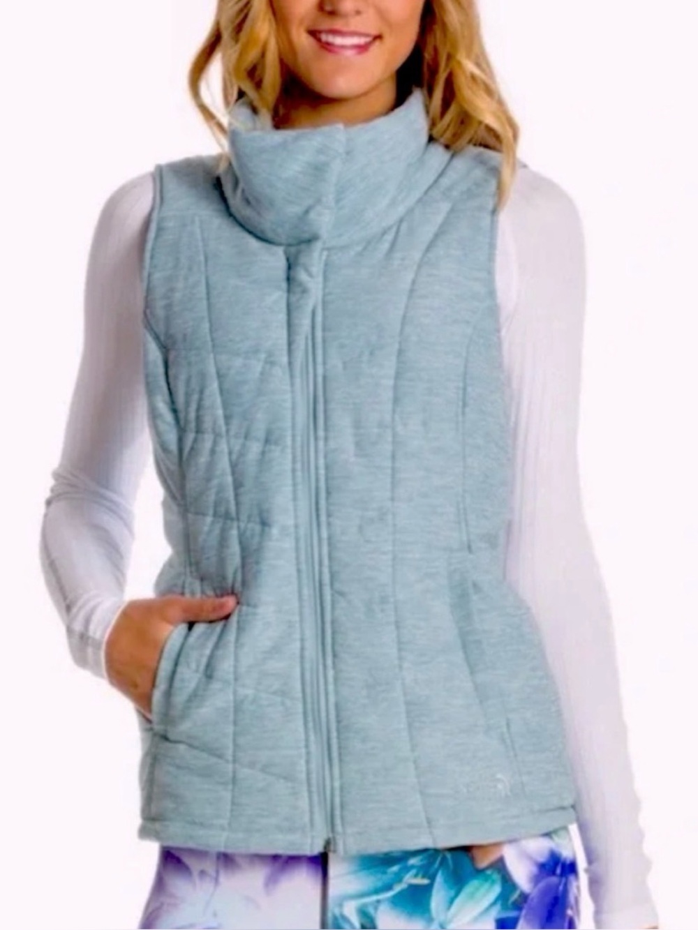 North Face Pseudo Vest Blue Grey Vest Small - The North Face Vest Womens
